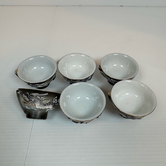 Moriage Japan Dragonware Saki Tea Set Vintage 1940’s Whistling Bird Hand Painted - Picture 5 of 16